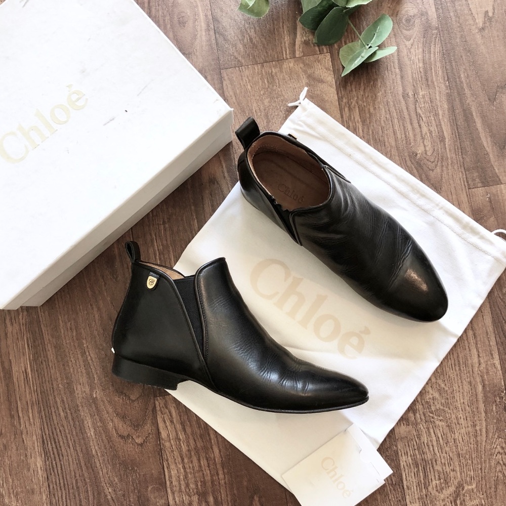 Chloe Brest Calf 999 Black Leather Ankle Boots